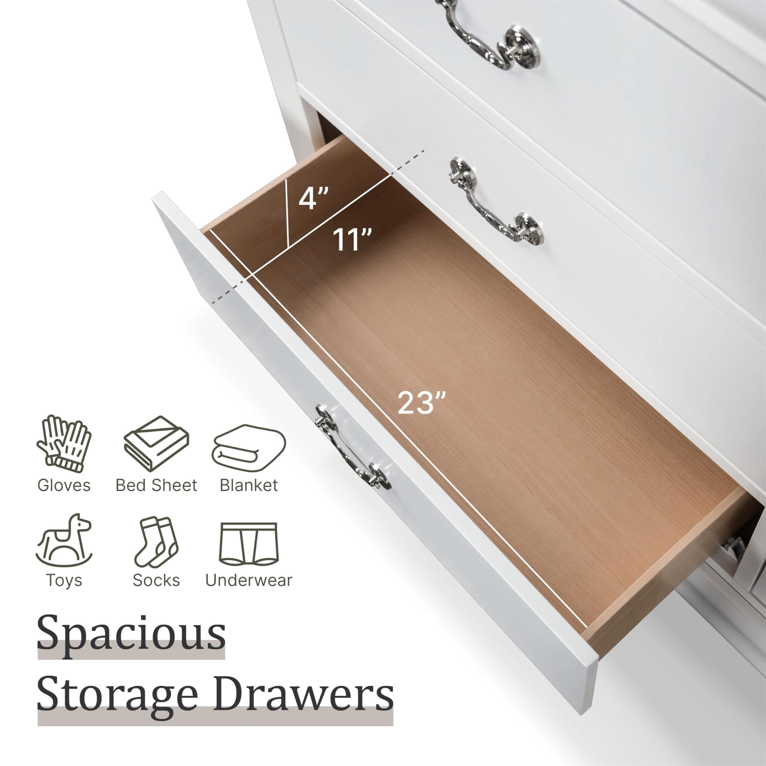 Furniture of America Toni Wood 6-Drawer Dresser with Mirror in White