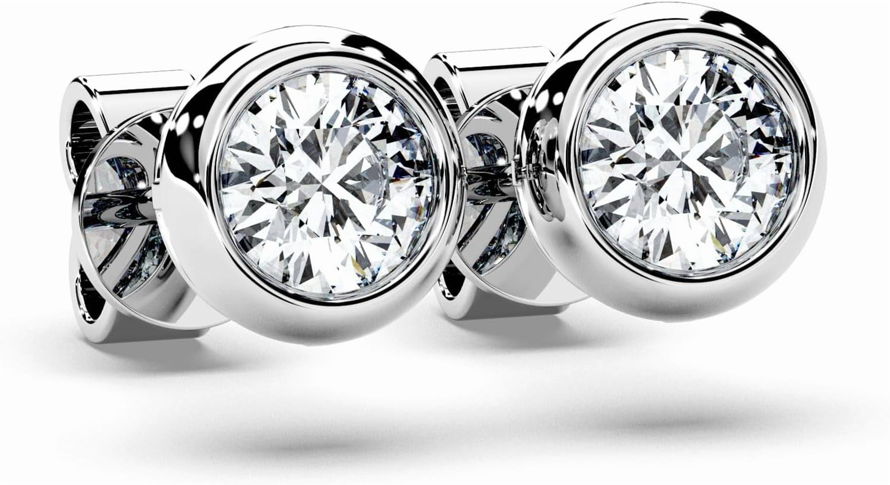 Moissanite Diamond Stud Earrings for Women Bezel Solitaire S925 Sterling Silver for Wife Girlfriend Mom Gifts for Her Daughter on Birthday Wedding Anniversary 2 cttw