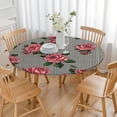 thumbnail image 3 of Pioneer Flower Floral Print Pattern Round Fitted Tablecloth with Elastic Edge,Dining Table Cover Waterproof,Outdoor Round Tablecloth for Camping,Dining,Indoor and Outdoor, 3 of 7