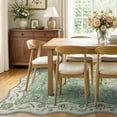 thumbnail image 3 of Moynesa 5'x7' Vintage Floral Area Rugs for Living Room, Scalloped Non Slip Washable Rug for Bedroom, Distressed Cottage Accent Carpet for Dining Room Sunroom Office, Sage Green, 3 of 11
