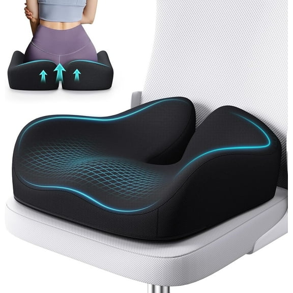 Alupssuc Seat Cushion for Office Chair, Memory Foam Coccyx Pillow for Tailbone Pain Relief, Ergonomic Desk Chair Cushion