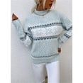 thumbnail image 4 of Women’s Snowflake Christmas Sweater Casual Long Sleeve Knitted Pullover Sweaters Crewneck Loose Jumper Tops, 4 of 6