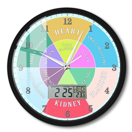 TCM Body Organ Meridian Wall Clock Digital Date Temperature