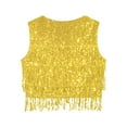 thumbnail image 6 of inhzoy Women's Sequin Fringe Vest Open Front Waistcoat Sleeveless Jackets Glitter Gold M, 6 of 7