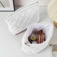 thumbnail image 5 of Makeup Bag, Cute Quilted Cosmetic Pouch for Women Travel Toiletry Bag, Preppy Small Makeup Purse Pouch Skincare Brushes Storage Organizer(White), 5 of 6