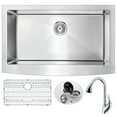 thumbnail image 2 of ANZZI  Elysian Polished Chrome Stainless Steel 36-inch Accent Faucet Farmhouse Kitchen Sink, 2 of 5