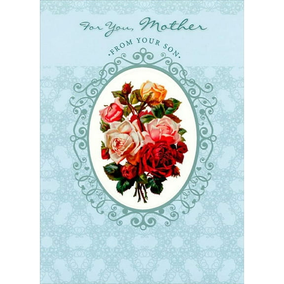 Designer Greetings Roses in Blue Oval Frame: Mother Mother's Day Card