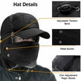 thumbnail image 6 of Winter Trapper Hat, IC ICLOVER Unisex Ushanka Hunting Hat Russian Trooper Ear Flap Chin Strap Hat with Windproof Mask-Keep Warm in Cold Weather-Black, 6 of 10
