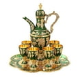 thumbnail image 1 of Juego de tetera vintage europea, juego de jarras de cristal y metal para decoración del hogar, juego de tetera turca Verde, 1 of 9