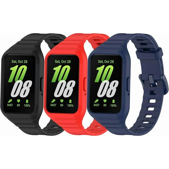 MYKOMI 3 Pack Soft Watchbands Compatible with Samsung Galaxy Fit3[2024] SM-R390 Silicone Wristband All-round Protective Band Replacement Bracelet Straps