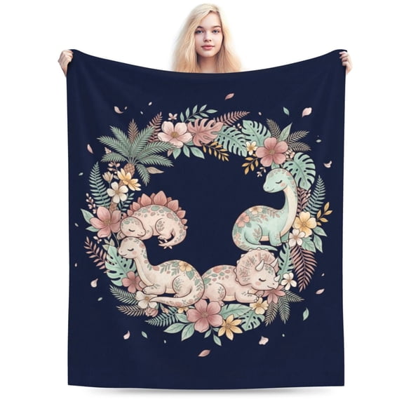 Dinosaur Blanket Throw Cute Soft Flannel Bed Blankets for Sofa Couch Home Decor All Season Cozy Warm Lightweight Decorative Plush Bedding Cover 50x40
