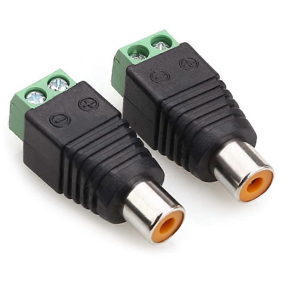 RCA Female Connector, Phono RCA Female Jack to Screw Audio/Video Connector Adapter for CCTV Security Camera (Pack of 2)