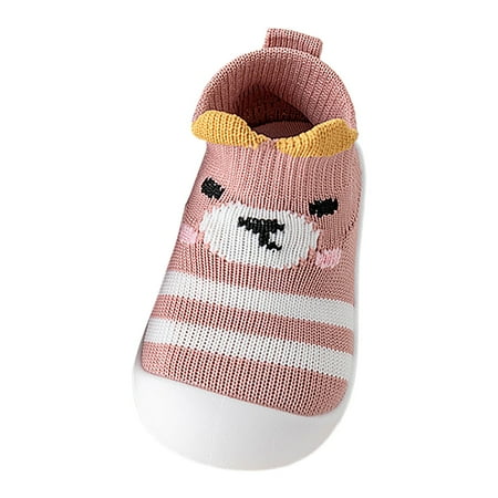 

Rgdypko Baby Boy Girl Non-Skid Indoor Walking Shoes Cartoon Animal Knitted Breathable Lightweight Soft Sole Drop Proof Baby Non House Shoes