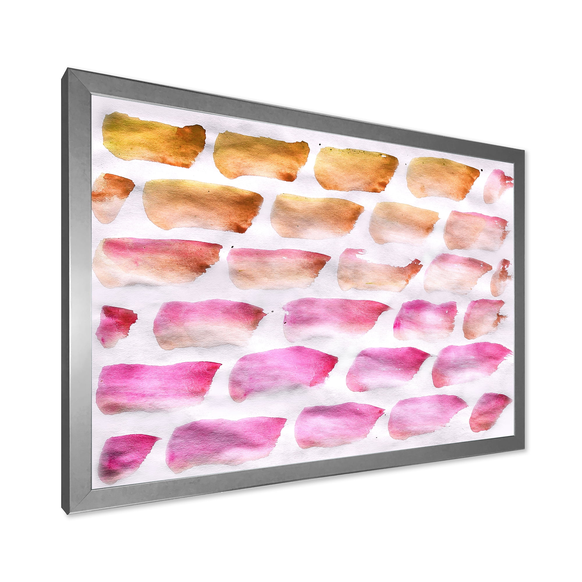Designart 'Dark Yellow and Pink Abstracts Brushes' Modern Framed Art Print
