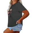 thumbnail image 2 of Anbech Cute Heart T-Shirts for Women Plus Size Graphic LOVE Short Sleeves Tees, 2 of 8