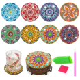 thumbnail image 1 of Posavasos artístico de diamantes de 8 piezas con soporte, 1 of 5