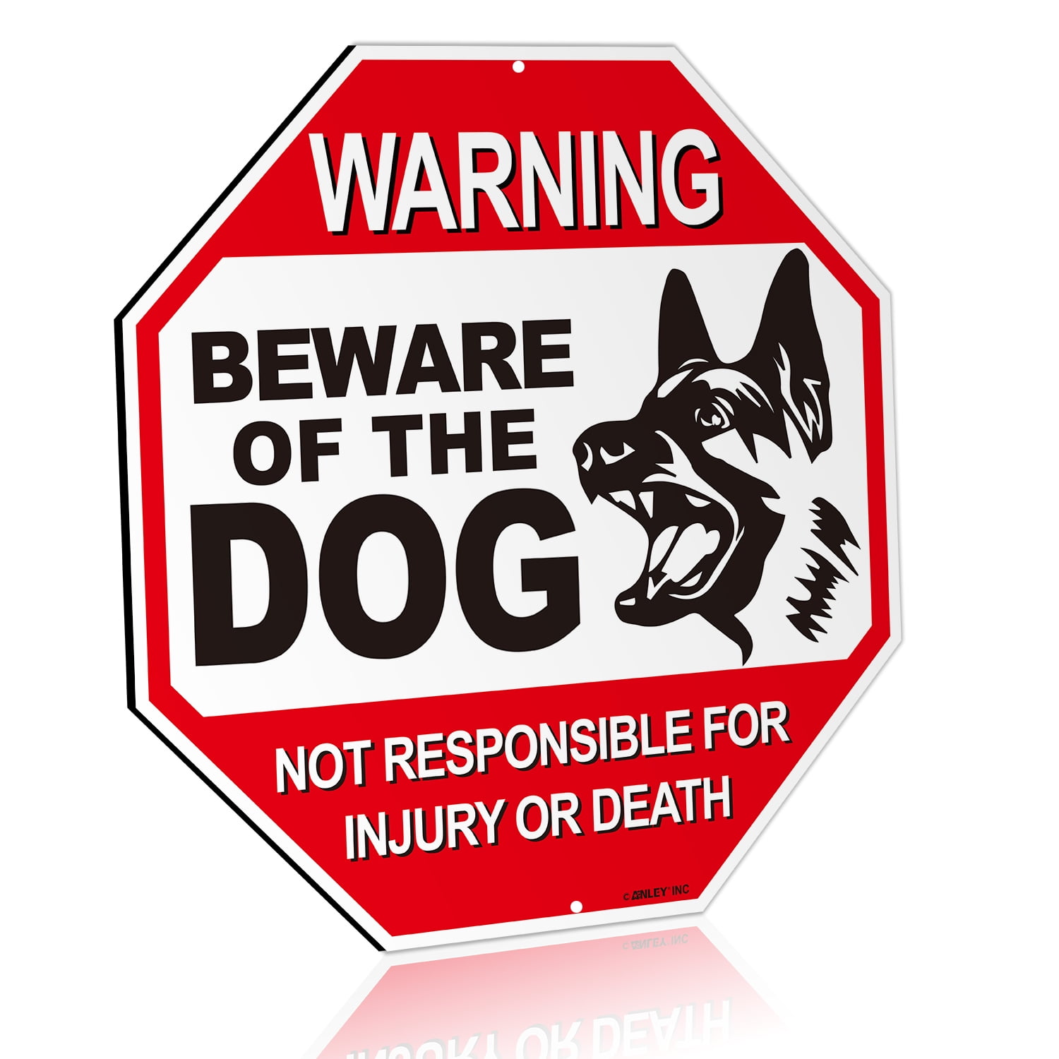 12" x 3" Beware of Owner Aluminum Dog Sign and Sticker Never Mind the Dog 