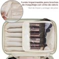 thumbnail image 2 of Bolsa De Cosméticos De Viaje De Gran Capacidad, Bolsa De Cosméticos Portátil De Cuero Resistente Al Agua, Neceser Multifuncional Para Mujer Con Asa. (blanquecino), 2 of 7