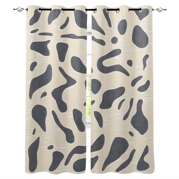 Gray Beige Blackout Curtains 54 Inches Long for Bedroom, Modern Abstract Color Block Modernism Thermal Insulated Room Darkening Black Out Window Curtain Panels Grommet Drapes for Living Room