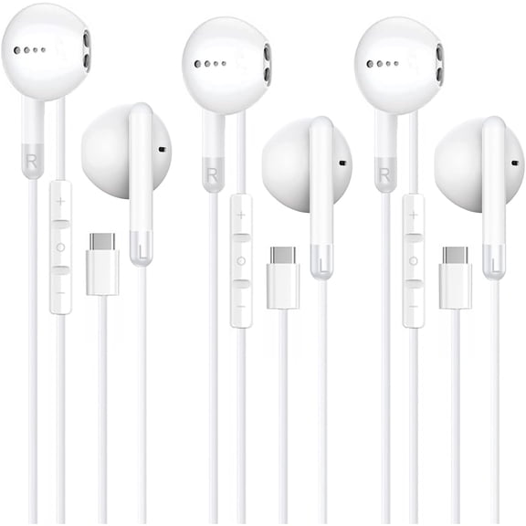 3 Pack of USB C Headphones [MFi Certified],Type C Earphones HiFi Stereo Wired Earbuds,Magnetic Noise Canceling in-Ear Headset with Microphone for iPhone 15/16/15 16 Plus/15 16Pro/15 16Pro Max