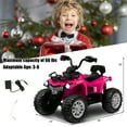 thumbnail image 4 of Costway 12V Kids Ride On ATV Electric 4-Wheeler Quad 2 Speeds with Mp3 & Headlights Pink, 4 of 7