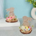 thumbnail image 5 of Easter Bunny Table Centerpiece, Rustic Wooden Rabbit Ornament with Bow, Round Wooden Plaque with Pastel Easter Eggs and Daisies, Farmhouse Table Sign for Seasonal Holiday Home Decor, 5 of 5