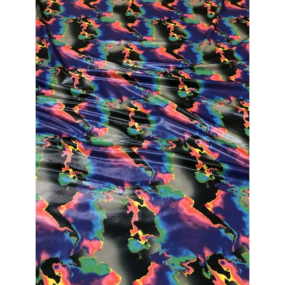 Colorful Abstract Print on Polyester Spandex Fabric by The Yard or Roll (Purple)