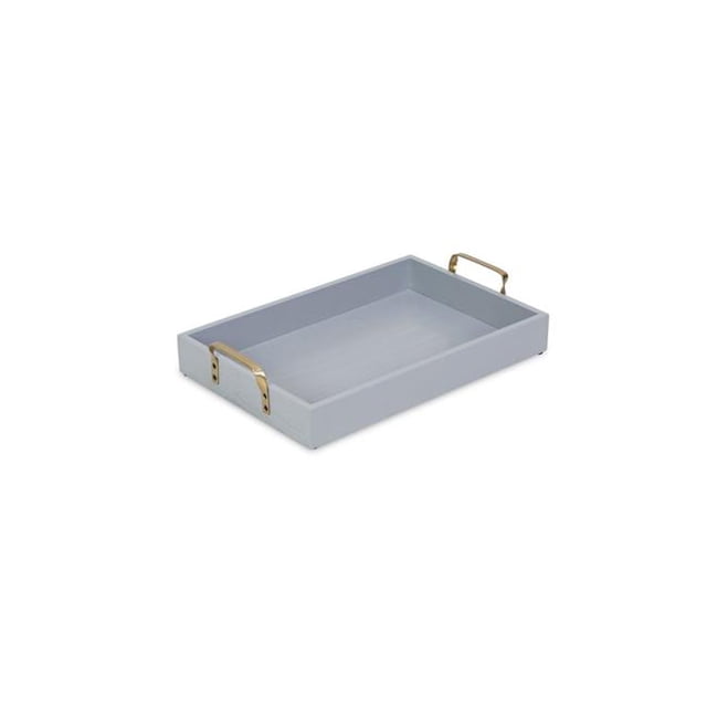 Cheungs 5516GR Gray Wood Tray with Side Gold Handles