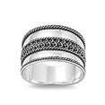 thumbnail image 1 of Bali Rope Wide Thumb Ring .925 Sterling Silver Band Jewelry Female Male Unisex Size 12, 1 of 4