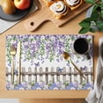 thumbnail image 2 of Spring Purple Flowers Placemats Set of 6, Farmhouse Leaves Fences Watercolor Placemats for Dining Table, Place Mats for Kitchen Tabletop, Waterproof Wipeable Dining Table Mats Set, 2 of 9