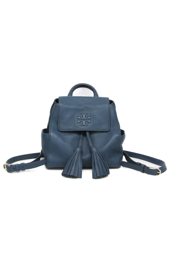 Pre-Owned Tory Burch Fringe 79163-1-02544 Women's Leather Backpack Blue (Good)