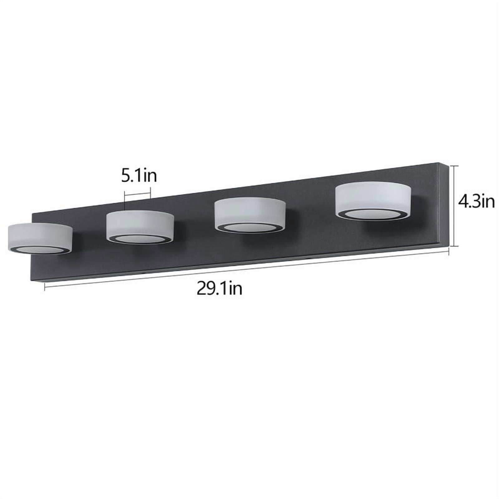 Modern 29" LED Vanity Light, Black 4-Light Wall Mounted Bathroom Light Fixture with Acrylic for Mirror, Sink, and Shower Room Decor