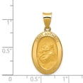thumbnail image 2 of 14k Yellow Gold Catholic Patron Saint Anthony Medal Brushed Matte Finish Pendant Charm - 22mm x 13mm, 2 of 4