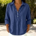 thumbnail image 3 of Betivan Linen Top for Women 2026 Summer Gauze Tops Half Sleeve V Neck Henley Shirt Gauze Dressy Casual Blouses Clothes, 3 of 9
