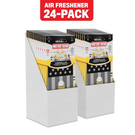 Motor Trend Black Flag Car Air Freshener  Vanilla Scent (24-Pack) – Long Lasting Odor Eliminator with Swiss Formula  Super Strength Deodorizer for Auto  Truck  Van and SUV