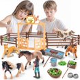 thumbnail image 1 of Set de juguetes Horses THINKBAY para niños con establo y 5 figuras de 6 a 12 años, 1 of 8