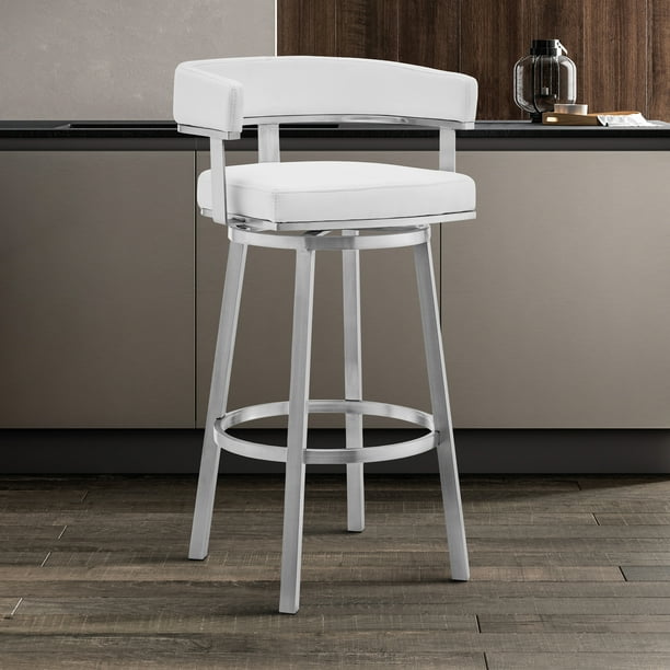 Armen Living Lorin Bar Stool with 360Degree Swivel, White Walmart
