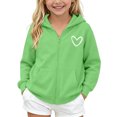 thumbnail image 2 of Kiijoy Girls Zip Up Fleece Hoodie Casual Active Long Sleeve Sweatshirt, Green, Sizes 5-14, 2 of 8