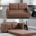 thumbnail image 3 of 3 in 1 Sleeper Sofa Couch Bed,Small Tufted Velvet Convertible Loveseat Futon Sofa Pullout Bed, with Storage Pockets Chaise for Living Room Apartment Lounge Foldable (Brown), 3 of 9