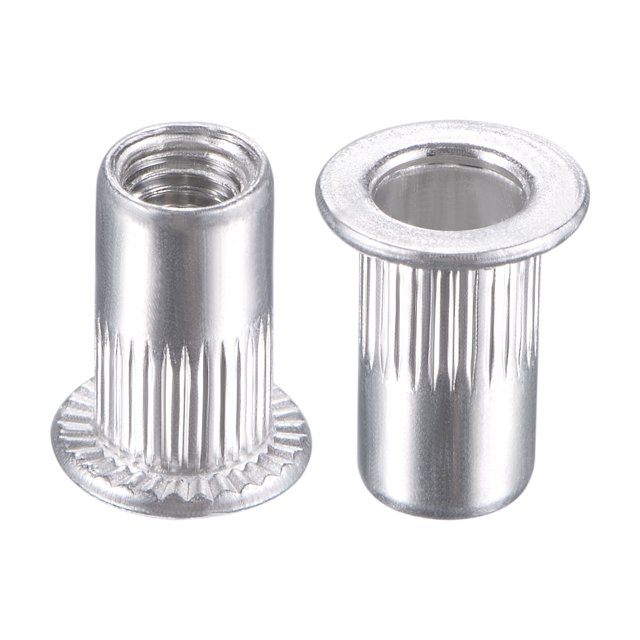 Unique Bargains Écrous de Rivets M4 en Alliage d'Aluminium Tête Plate Filetée Écrou Argent 100 Pcs