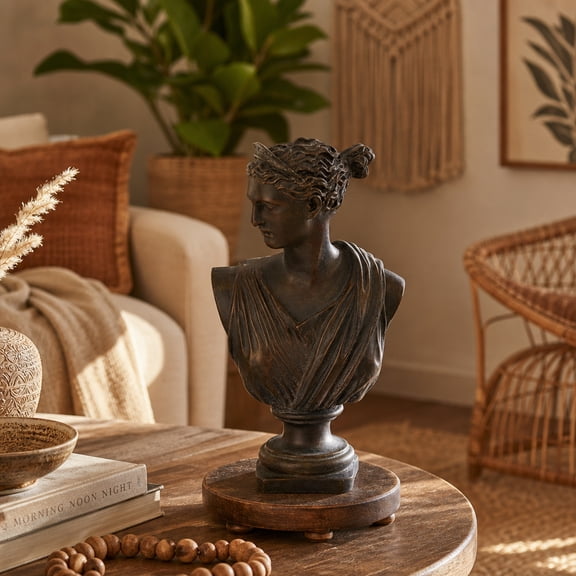 Decorative Bust Sculpture Figurine for Home and Bathroom Accent - Polyresin Statue for Office and Room - Ornament for Living Room, Shelf and Coffee Table Decor - 12", Bronze & Copper
