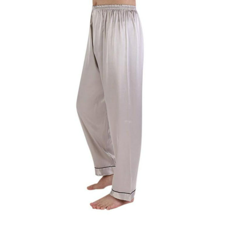 Men's Sleepwear Mens Silk Pajamas Set Solid Color Silk Men's Casual Pajamas  Loose Home Wear(Only Trousers) 