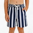 thumbnail image 2 of RMGVDSD Classic Shorts for Boys Striped Elastics Waist Casual Shorts Sportswear Lightweight Athletic Bottoms Summer Pull on Shorts 9-10 Years, 2 of 4