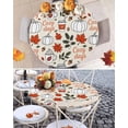 thumbnail image 6 of Round Fitted Tablecloths Thanksgiving Pumpkin Orange Maple Leaf Seamless Waterproof Table Cover for Kitchen Dining Party Sketch Plant Art,55"-60", 6 of 6