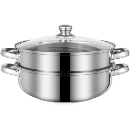 Steamer for Cooking, 6.0 Quarts Stainless Steel Steamer Pot, 2-Tier Food Steam Pots with Lid for Cooking Vegetables, Seafood, Soups, Stews and Pasta, 11.4 x 6.6 inch