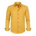 thumbnail image 6 of Hsovts Men's Dress Shirt Regular Fit Solid Business Formal Long Sleeve Button Up Stretch Shirts Big & Tall Yellow 6XL, 6 of 7