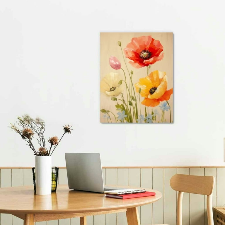 Modern Floral Canvas Decor, hotsell Abstract Flower Art, Minimalist Canvas Art, Modern Poppy Home Decor