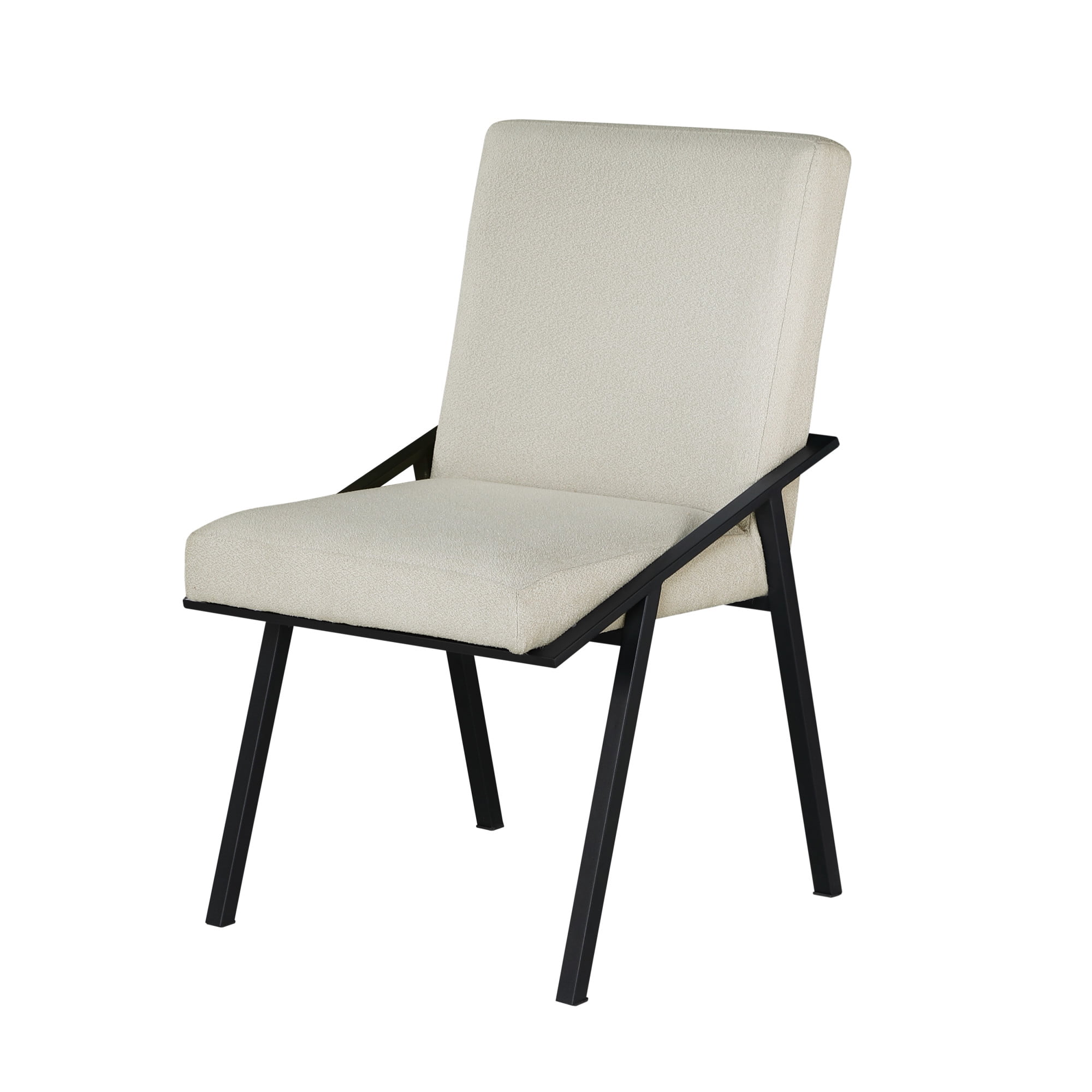 Weston Home Bedford Black Finish Metal Ivory Fabric Dining Chair, Set of 2