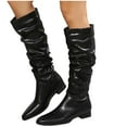 thumbnail image 4 of Fesfesfes Riding Boots For Women Fall Winter New Pointed Low Heel Pleated Boots Western Boots Knight Boots US:5.5(36), 4 of 9