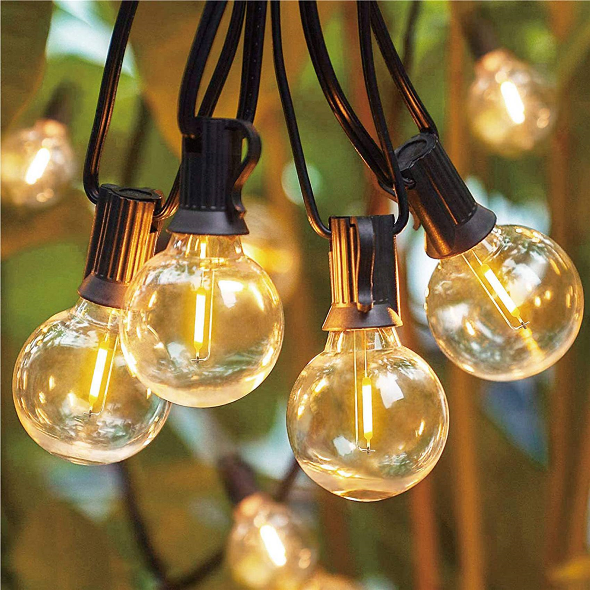 60 Pcs G40 LED Replacement Light Bulbs E12 Screw Base Shatterproof LED Globe Bulbs for Solar String Lights Warm,60 x G40 light bulbs,Clear